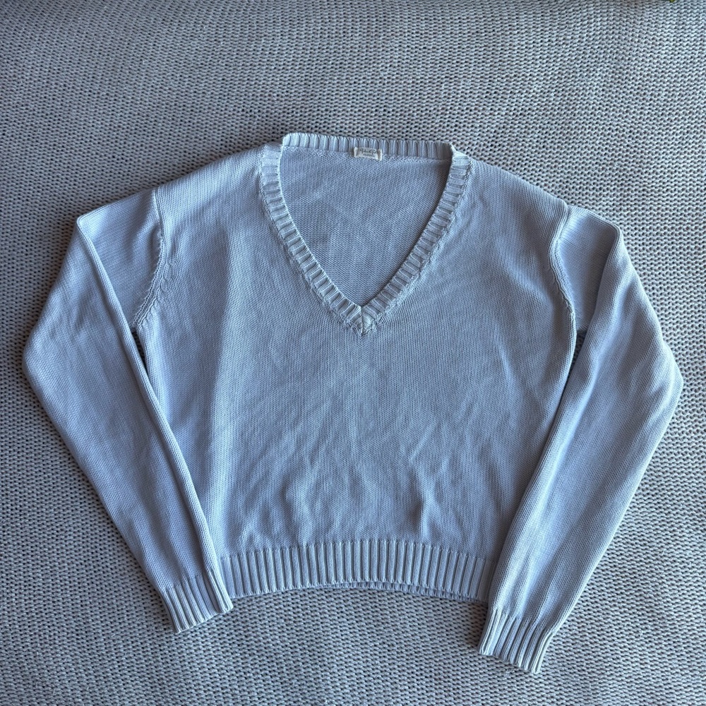 John Galt Women's Blue V-Neck Knit Pullover Sweater Size M